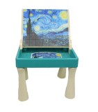 Masuta de joaca multifunctionala 2 in 1 cu suport si 42 piese puzzle