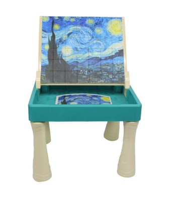 Masuta de joaca multifunctionala 2 in 1 cu suport si 42 piese puzzle foto