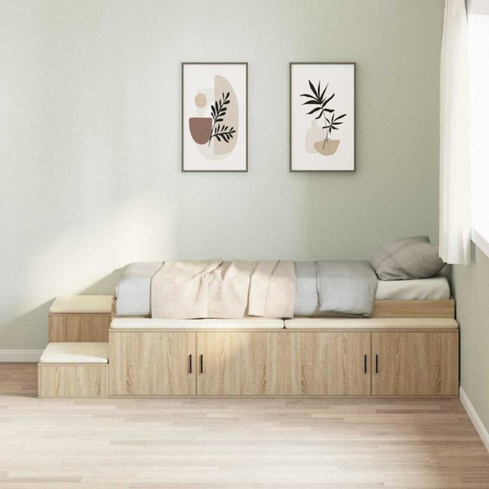 vidaXL Cadru de pat cu depozitare Stejar Sonoma 244 x 127 x 53.5 cm 3335559