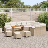vidaXL Set de canapele pentru grădină cu pernă 13 pcs Bej Rattan poli 3364651