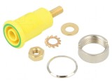 Conector banană 4mm soclu 32A galben-verde