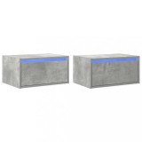 Cumpara ieftin Noptiere montate pe perete cu lumini LED, 2 buc., gri beton