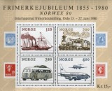 Norvegia 1980 - Transport, tren, avion, vapor, bloc neuzat