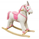 Cumpara ieftin Unicorn balansoar, lemn + plus, roz, 78x28x68 cm
