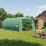 Solar de gradina 500x300x200cm, folie verde PE cu plasa 140g/mp UV, 1 usa, 10 ferestre, teava otel galvanizat 19mm THOR