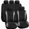 Set huse scaun auto ieftine, universale 9 piese, model h-line - gri