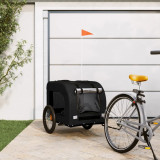 VidaXL Remorcă bicicletă animale companie, negru, textil oxford/fier