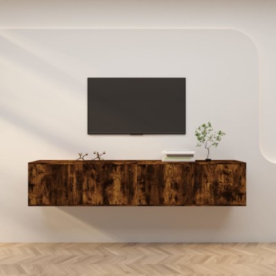 vidaXL Dulapuri TV montate pe perete 2 buc stejar afumat 100x34,5x40cm 3188371 foto