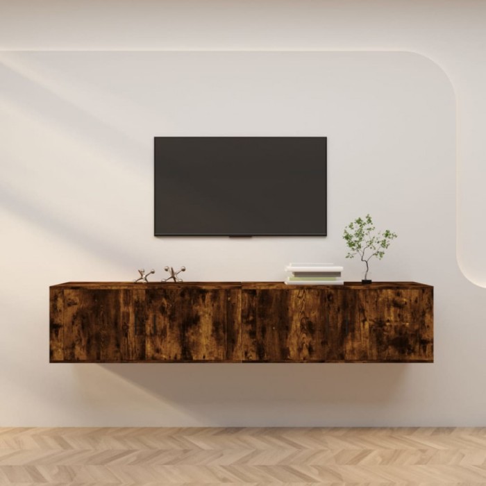 vidaXL Dulapuri TV montate pe perete 2 buc stejar afumat 100x34,5x40cm 3188371