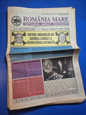 ziarul romania mare 16 februarie 2001 - redactor sef corneliu vadim tudor,125 de ani de la nasterea lui brancusi foto