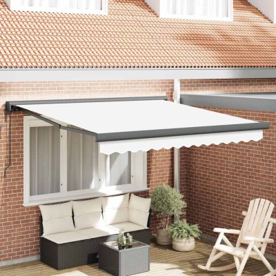 vidaXL Cortina Retractabilă Alb 350 x 250 cm Material textil, Metal 3330372 foto