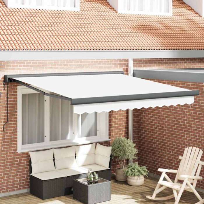 vidaXL Cortina Retractabilă Alb 350 x 250 cm Material textil, Metal 3330372