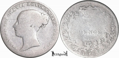 1866, 6 pence - Victoria ( 1st portrait ; 1st type ) - Regatul Unit foto