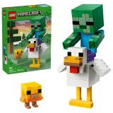LEGO Minecraft Jocheu de gaini, set de constructie 344 piese, 9+ ani