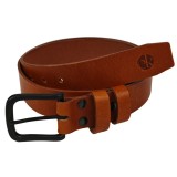 Curea piele naturala 40 mm, Leda, maro cognac, catarama solida