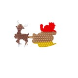 Jucarie popit ren cu sanie, 25.5 x 35 cm, silicon, multicolor