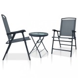 Set mobilier tip bistro, 3 piese, gri, otel GartenMobel Dekor, vidaXL