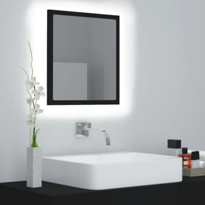 vidaXL Oglindă de baie cu LED, negru, 40x8,5x37 cm, PAL foto