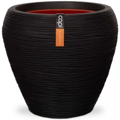 Capi Vas de plante Nature Rib, negru, 42x38 cm, conic, KBLR362 foto