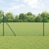 VidaXL &Icirc;mprejmuire din s&acirc;rmă sudată cu 13 st&acirc;lpi Verzi 1.4x25 m Oțel