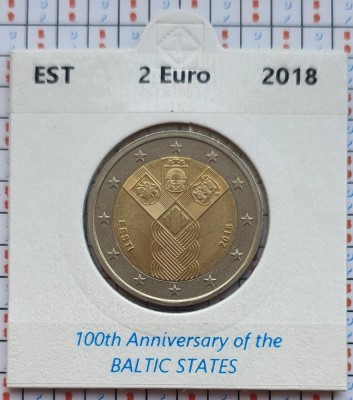 Estonia 2 euro 2018 UNC - Baltic States - km 84 - cartonas personalizat - D71201 foto