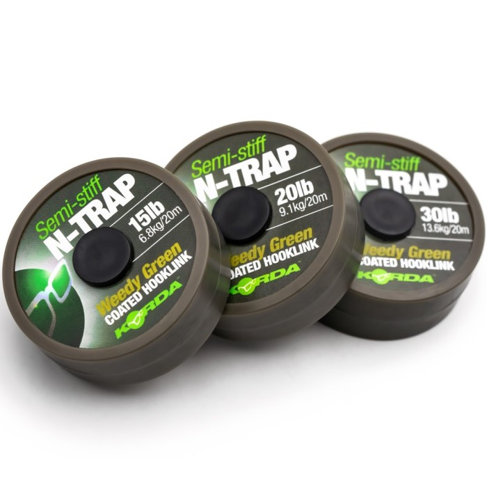 Fir Textil KORDA N-Trap Semi Stiff Coated, Weedy Green, 20lbs, 20m