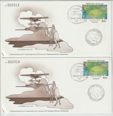 2 Cartoane Filatelice Franta 1985 , Serii Consecutive foto