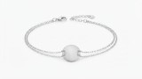 Cumpara ieftin Bratara Dubla din Argint 925 cu Placuta Rotunda pentru Gravat Satin Disc, 17 cm + 3 cm,