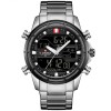 Ceas Barbatesc Naviforce NF9138S Argintiu, Sport Elegant, Otel Inoxidabil, Quartz, Analog Digital, Cronometru, Calendar, Rezistent Apa