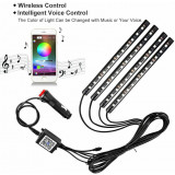 Kit 4 Lumini Ambientale RGB cu Aplicatie Telefon Bluetooth, 12V, 12 LED, 22 cm LAL-12