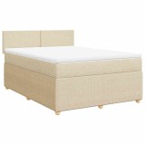 Cumpara ieftin Pat box spring cu saltea, crem, 140x200 cm, textil