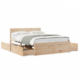 Cadru de pat cu sertare, 120x190 cm, lemn masiv pin GartenMobel Dekor, vidaXL
