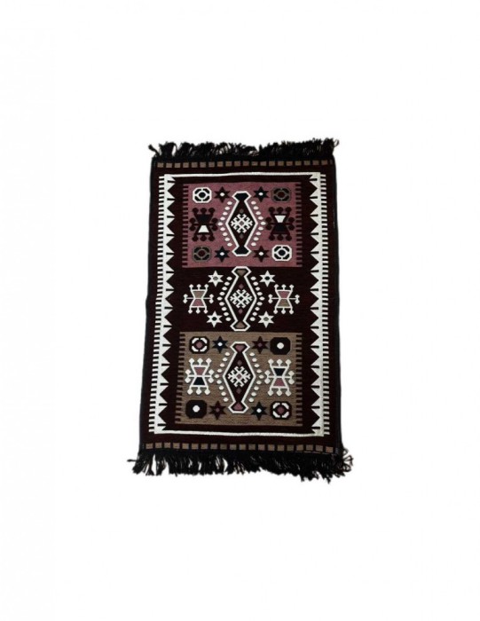 Covor maro cu model traditional multicolor 100x60 cm