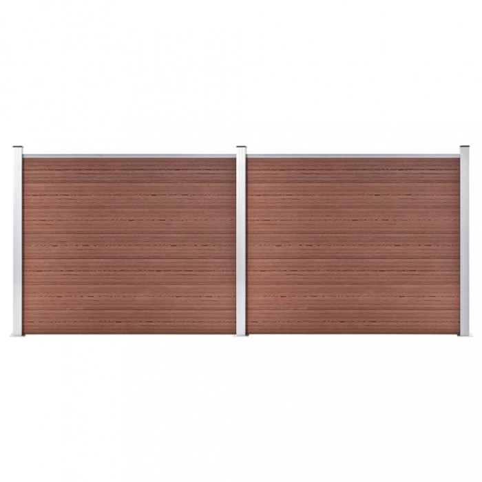 Set panouri gard, 353x146 cm, maro, WPC