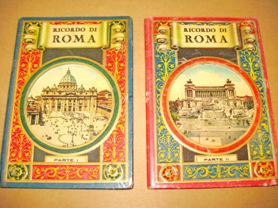 B623-Set 2 Albume Roma vechi lito color cartonate gros inainte de razboi. foto
