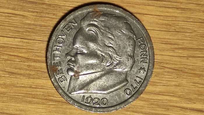 Germania state -Bonn notgeld- 50 pfennig 1920 fier -Ludwig van Beethoven- rara!