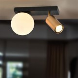 Spot LED Klausen Spoty AP2 Modern 27x16cm, Corp Iluminat Perete Alama Negru, Dubla Sursa E14 GU10, Lampa Ambientala Design Urban pentru Interior