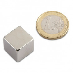 Magnet neodim cub de 15 mm, putere 10 Kg, N42