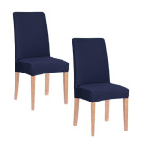 Set Husa scaun dining/bucatarie, din spandex, culoare bleumarin, 2 buc/set, Springos