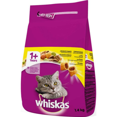 Hrana Uscata cu Pui si Ficat pentru Pisici WHISKAS, 1.4 Kg, Hrana Pisici, Mancare Pisici, Whiskas Crochete cu Carne de Pui, Whiskas Hrana Uscata pentr foto