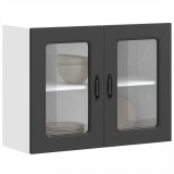 VidaXL Dulap de bucătărie cu ușă din sticlă &bdquo;Kalmar&rdquo; din lemn negru