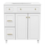 Dulap de baie independent cu lavoar ceramic, Alb | Aosom Romania