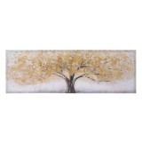 Tablou Pictură Ulei, Copac, Detalii Glitter Auriu, 90x30x2.5cm, Oem