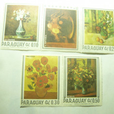 Serie Paraguay 1967 - Pictura - Flori , 6 valori