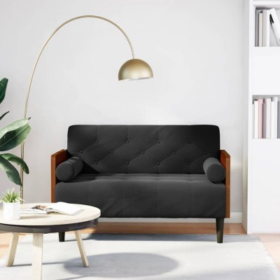 Gossi canapea loveseat cu perne de suport negru 110 cm catifea foto