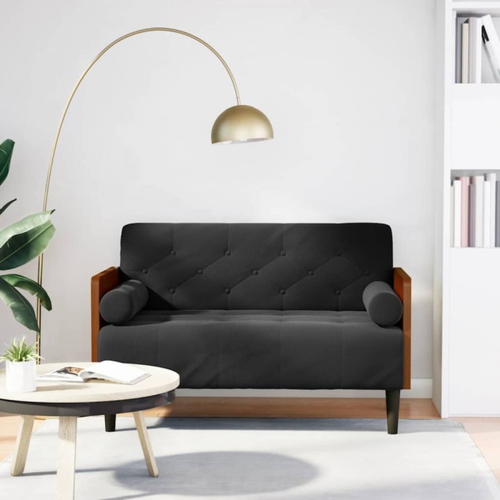 Gossi canapea loveseat cu perne de suport negru 110 cm catifea