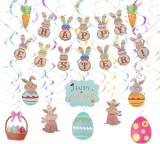 Set de banner cu 16 decoratiuni pentru Paste Hamoom, PVC, multicolor