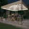 Pavilion cu șir de lumini, crem, 3x3 m, material textil