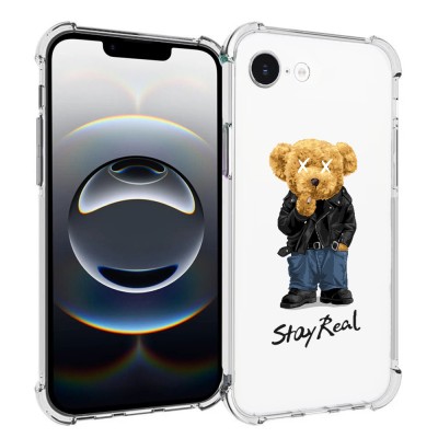 Husa antisoc pentru iphone 16e, airbag pro, clear, stay real foto