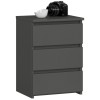 Comoda Gri Grafit, 3 Sertare, 40x35x56.8 cm, Placa Laminata, Noptiera, Akord Furniture